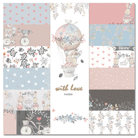 6'' 12pc Bunny With Love Patterned Craft Paper Scrapbooking Paper Pack Handmade Album Scrapbook Background Pad Paper Card Making ► Photo 1/5