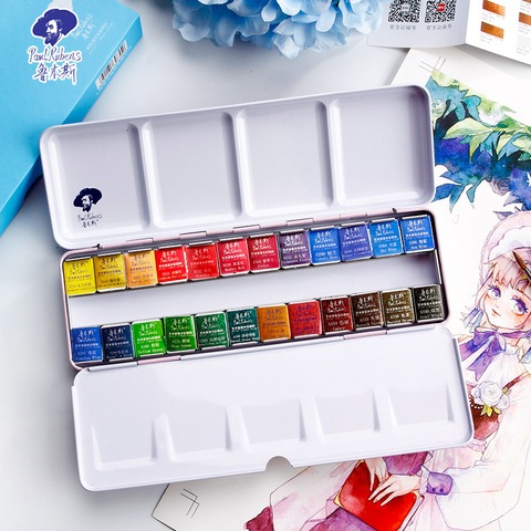 Official Rubens Professional Solid Watercolor Paint Set 12/24/48 Color Fresh Style Metal Box Bright Water Color Painting Pigment ► Photo 1/6