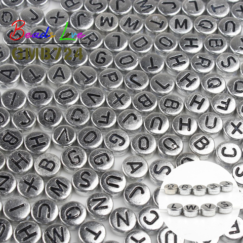 100pcs Mix Silver Color Letter Beads for Needlework 4*7mm Round Flat Alphabet Acrylic Beads for Jewelry Making Bracelets DIY ► Photo 1/6