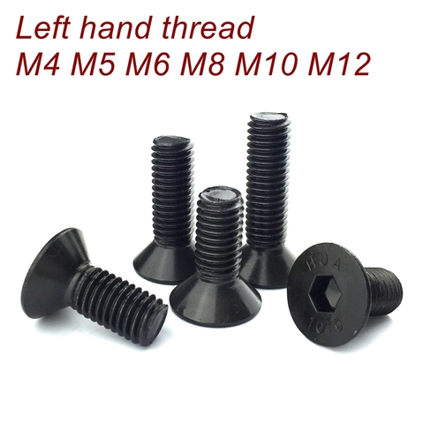 Left handed thread screws DIN7991 M4 M5 M6 M8 M10 M12 Grade 10.9 Alloy steel Hex socket flat head screw  ► Photo 1/6