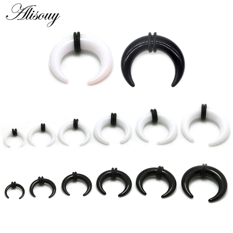 2pcs Acrylic C Sahpe Buffalo Horn Ear Pincher Septum Rings Piercing Black Ear Taper Stretcher Expander Body Jewelry 1.6mm-16mm ► Photo 1/6