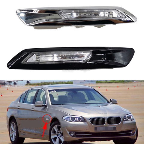 Auto Front Left Right Fender Mounted Side Marker Corner Leaf Plate Light For BMW 5 Series F10 F11 F18 2011 2012 2013 Black White ► Photo 1/5