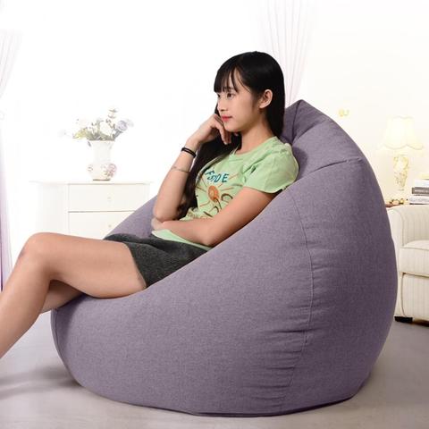 Fashion Solid Color Cloth Lazy Lounger Bean Bag Chair Seat Sofa Cover Home Decor well stitched for extra strength and durability ► Photo 1/6