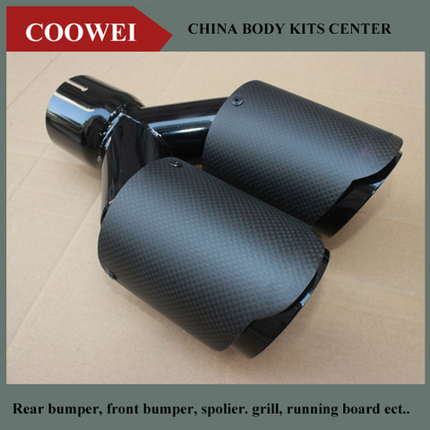 1PCS 63MM IN 89MM OUT Dual carbon fiber + Stainless Steel exhaust tip exhaust pipe muffler Matt Black Exhaust Tip ► Photo 1/6