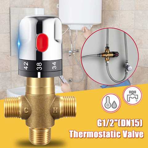 NEW Xueqin 1PC Brass Pipe Thermostat Faucet Thermostatic Mixing Valve Bathroom Water Temperature Control Faucet Cartridges ► Photo 1/6
