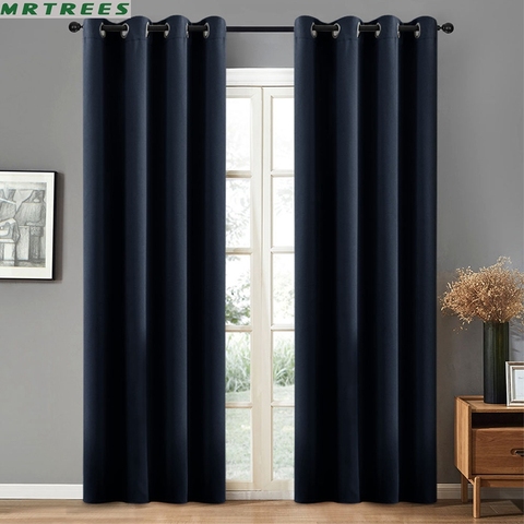 Blackout Curtains for Living Room Modern Kitchen Bedroom Blue Thick Curtains Drapes Panel Fabric On the Window Panel Curtains ► Photo 1/6
