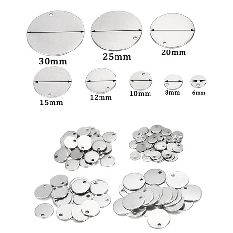 10-50pcs 6-30 mm Round Stainless Steel Stamping Blank Dog Tags Pendants DIY Bracelet Charm Jewelry Findings Supplies Wholesale ► Photo 1/6