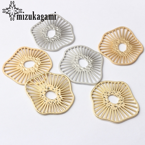 Zinc Alloy Golden  Geometry Radiation Shape Hollow Charms 35mm 6pcs/lot For DIY Earrings Jewelry Making Accessories ► Photo 1/6