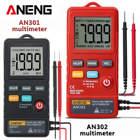 ANENG AN302 Profesional Digital Multimeter 7999 Display DC/AC Voltmeter Tester Capacitance Diode NCV Ohm Resistance Hz Test ► Photo 1/6