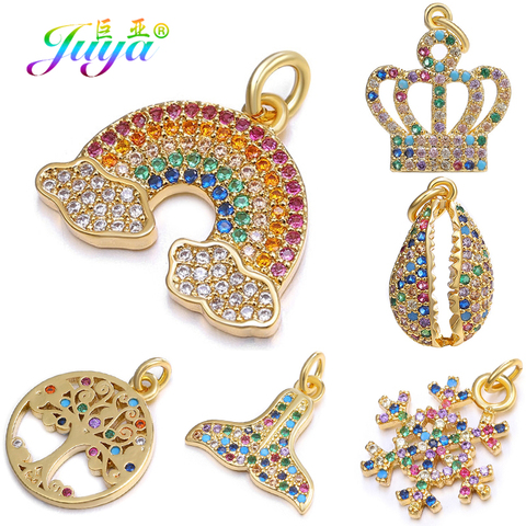 Juya DIY Jewelry Findings Supplies Multicolor Crystals Shell Crown Tree Rainbow Snowflake Pendant Charms For Jewelry Making ► Photo 1/6