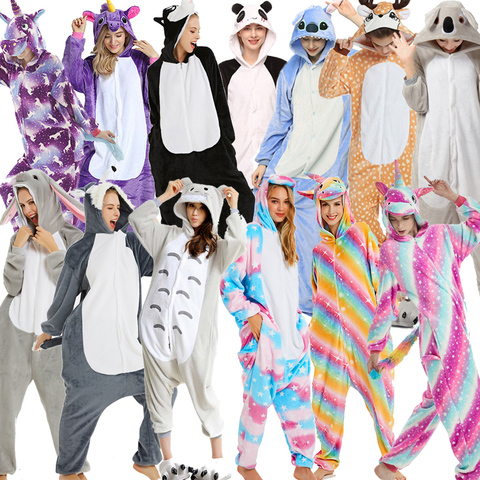 New Unicorn Onesies Unisex Stitch Kigurumi Animal Women's Pajamas Adults Winter Warm Sleepwear Anime Costumes Cartoon Jumpsuit ► Photo 1/6