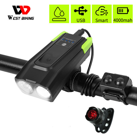 4000mAh Smart Induction Bicycle Front Light Set USB Rechargeable 800 Lumen LED Bike Light with Horn Bike Lamp Cycling FlashLight ► Photo 1/6