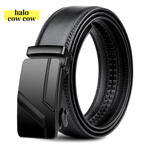 105 150 140 130 160 170cm Large Size Men's Belt PU Brand Fashion Automatic Simple Buckle Black Genuine Leather Belt 3.5cm Width ► Photo 1/6