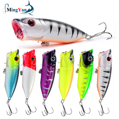 Hot 1pcs Fishing Lures 6.5cm/12g Topwater Popper Bait 6 Color Hard Bait Artificial Wobblers Plastic Fishing Tackle with 6# Hooks ► Photo 1/6