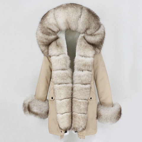 OFTBUY 2022 Fashion Winter Jacket Women Real Fur Coat Natural Real Fox Fur Collar Loose Long Parkas Big Fur Outerwear Detachable ► Photo 1/6