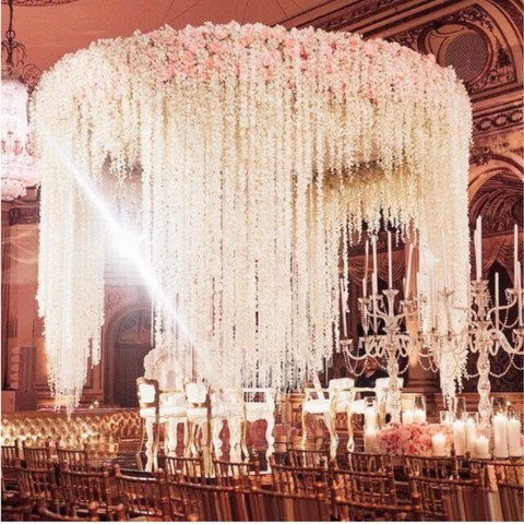 Cheap 100cm long artificial Wisteria flower vine silk hydrangea vine DIY wedding birthday party decoration wall background flowe ► Photo 1/6