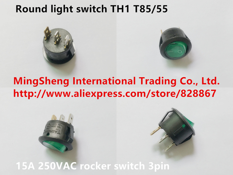 Original new 100% round light switch TH1 T85/55 15A 250VAC rocker switch 3pin red green button ► Photo 1/2