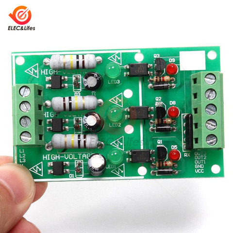 AC 220V 3CH Optocoupler Isolation Module 3 Channel Isolated Board Testing Module No PCB Holder AC Detection Module ► Photo 1/6