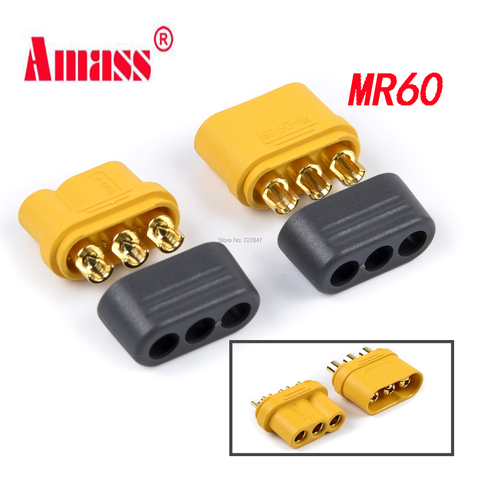 5/10Pair x Amass MR60 Plug w/Protector Cover 3.5mm 3 core Connector T plug Interface Connector Sheathed for RC Model ► Photo 1/6