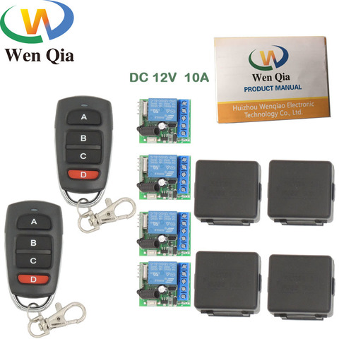 433MHz Universal Wireless Remote DC12V 10Amp 1CH 4 gangs rf Relay and Transmitter Remote Control 1527 learning security code ► Photo 1/6