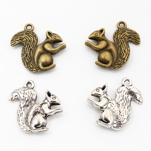 21x20mm 10pcs Antique Bronze and Antique Silver Plated Squirrel Handmade Charms Pendant:DIY for bracelet necklace ► Photo 1/3