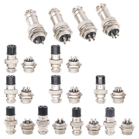 1set Aviation Socket Plug GX16 2/3/4/5/6/7/8/9/10 Pin Round Male and Female 16mm Wire Panel Connector Bottom Board Wiring Socket ► Photo 1/6