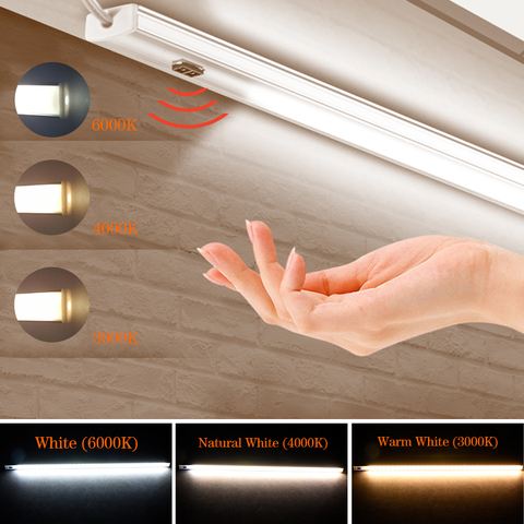 DC 5V USB Aluminium LED Bar Light Hand Scan Sensor Switch Control Kitchen Closet Light 30 40 50 cm 3 Color Temperature Wall Lamp ► Photo 1/6