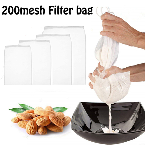 200Mesh Reusable Nut Milk Bag S-XXL Nylon Fine Mesh Almond Milk Bag Strainer Fine Mesh Nylon Cheesecloth Cold Brew Coffee Filter ► Photo 1/6
