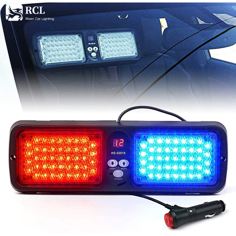 RCL Red Blue 86 LED Sun Visor Emergency Strobe Lights 12 Flash Modes Hazard Police Warning Light for Law Enforcement Vehicle ► Photo 1/6