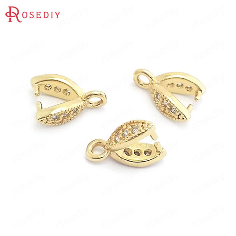 (37835)10PCS Height 9MM 24K Gold Color Brass and Zircon Tree Leaf Charms Pendants Connector Jewelry Making Supplies Diy Findings ► Photo 1/6