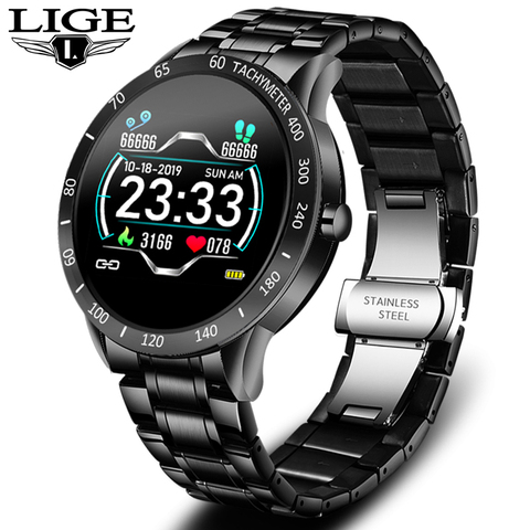 LIGE 2022 New Waterproof Smart Watches Mens Heart Rate Monitor Health Smart Watch Men Pedometer Fitness Tracker Smart Bracelet ► Photo 1/6