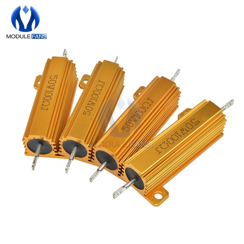 50W Aluminum Shell Housed Case Power Wirewound Resistor 1K 5% +5% -5% 0.5R 1R 2R 4R 6R 8R 10R 20R 0.5/1/2/4/6/8/10/20/50/100 Ohm ► Photo 1/6