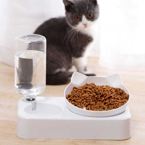 Pet Bowl Automatic Feeder Dog Cat Food Bowl with Water Dispenser Double Bowl Drinking Raised Stand Dish Bowls with Pet Supplies ► Photo 1/6