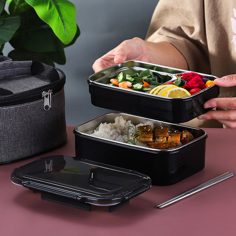 304 Stainless Steel Lunch Box for Kid New Single Layer or Double Layers Bento Box for Student Food Container Case for Office New ► Photo 1/6