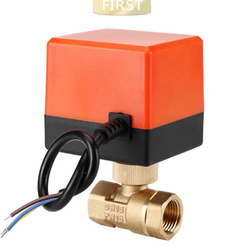 DN15 / DN20 / DN25 motorized electric 2-way brass ball valve DN20 AC 220V 2 way 3 wire -with actuator cable for gas water oil ► Photo 1/6