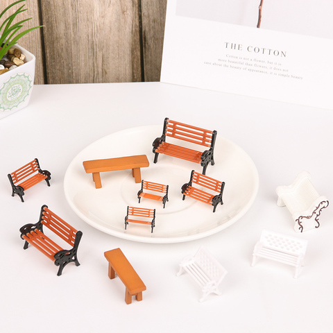 1 Pair Park Chair Figurines Doll House Miniature Bench Micro Landscape Succulent Bonsai DIY Craft Home Decoration Accessories ► Photo 1/6