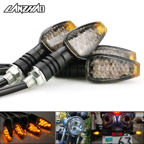 4pcs/set Universal Motorcycle LED Turn Signals Long Short Turn Signal Indicator Lights Blinkers Flashers Amber Color Accessories ► Photo 1/6