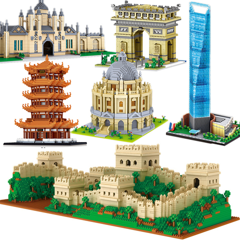 Diamond City Architecture Model Building Blocks Great Wall Big Ben London Moscow Vasily Cathedral Tower Micro Construction Toy ► Photo 1/6