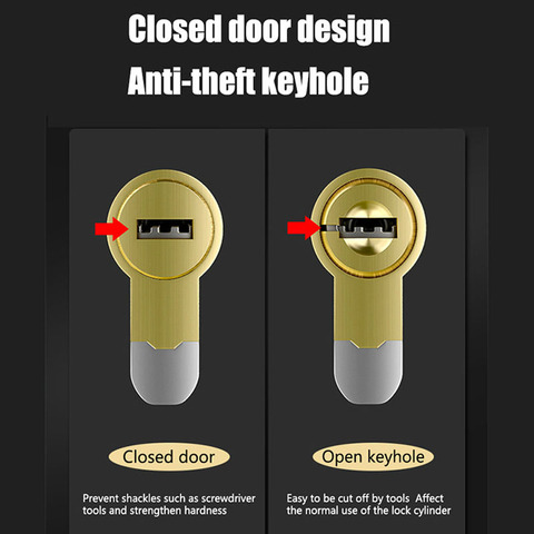 Door Lock Brass Cylinder Single Open Sided Blade Break Anti Pry Stainless Steel Bar Brass Snake Groove Cylinder Color 8 Keys ► Photo 1/1