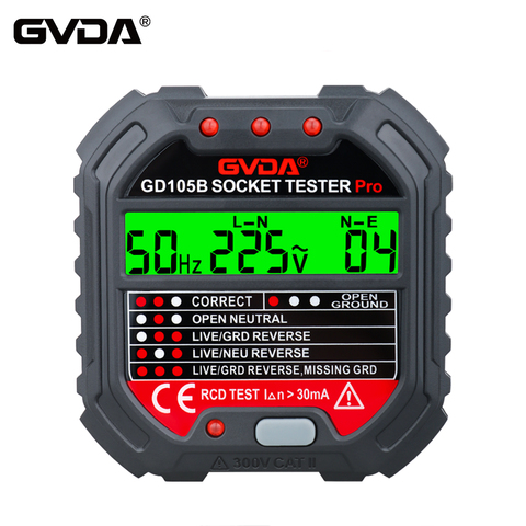 GVDA Socket Outlet Tester Voltage Detector Electric Circuit Breaker Finder Ground Zero Line US EU UK Plug Polarity Phase Check ► Photo 1/6