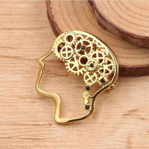 DoreenBeads Fashion Pin Brooches Cerebrum/ Brain Style Gold Silver Color Creative Accessories Charms Gift 3.3cm x 2.9cm, 1 Piece ► Photo 1/4