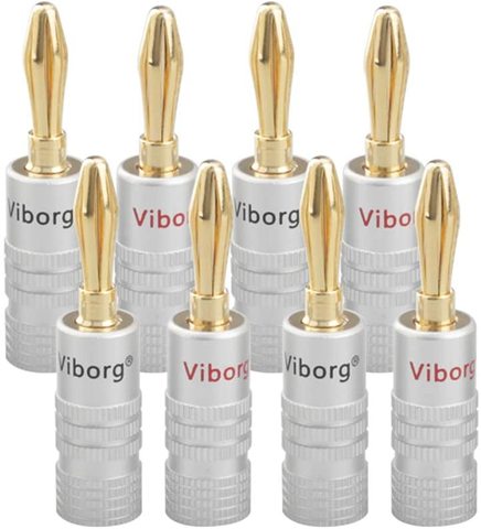 24pcs/lot 4mm viborg Speaker Banana Plugs 24K Gold plated Adapter Connector Socket Audio Jack Screw Black Red RCDNK ► Photo 1/6