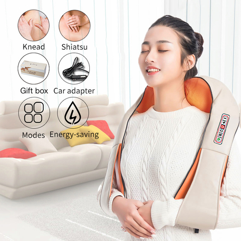 U Shape Electrical Shiatsu Back Neck Shoulder Body Massager Infrared Heated 4D Kneading Car/Home Massagem ► Photo 1/6