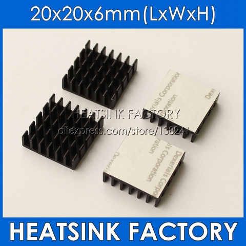 10Pcs/Lot 20x20x6 mm Aluminum Radiator Heat Sink Extrusion Cooler With Thermal Tape For LM2596 LM2577 LM2576 ► Photo 1/4
