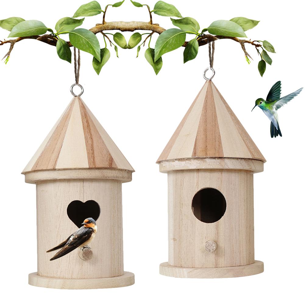 Wooden Bird House Nesting Box Wall Mounted Hanging Gardening Decor 