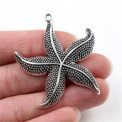 49x42mm 3pcs Antique Silver Plated Starfish Handmade Charms Pendant:DIY for bracelet necklace-P6-35 ► Photo 1/2