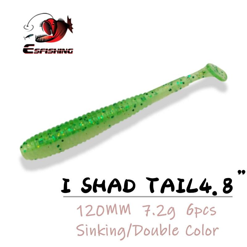 Esfishing Fishing lures Soft Bait I Shad Tail 12cm 7.2g 6pcs Iscas Artificiais Pesca Silicone Bait Tackles Wobblers Lures ► Photo 1/6