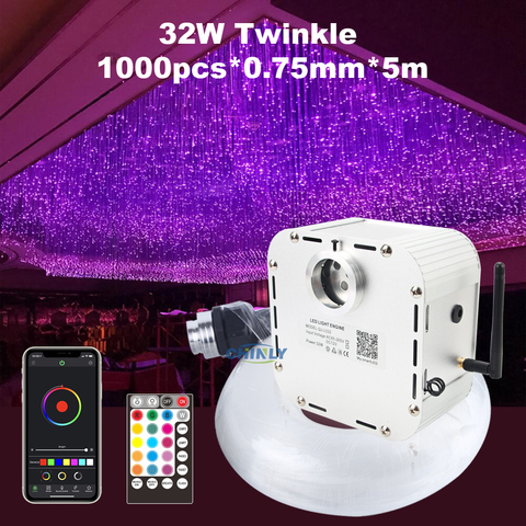 Twinkle 32W Bluetooth Control Remote Fiber Optic Light Starry Sky Effect Ceiling Kit 1000pcs 5m 0.75mm Optical Fiber Cable ► Photo 1/6