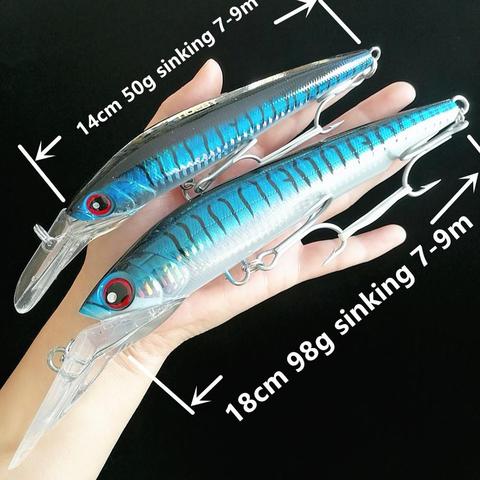 Noeby 1pc Minnow Lure 18cm 98g 14cm 50g sinking 7-9m Depth Hard Carp Fishing Lures Artificial Bait wobbler of minnow hard lure ► Photo 1/6