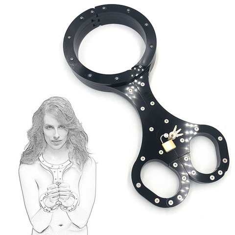Black Crystal Collar Handcuffs With Metal Lock Slave Bondage Heavy Sex Handcuffs Bdsm Adults Games Restrictive Slave Shelf. ► Photo 1/6